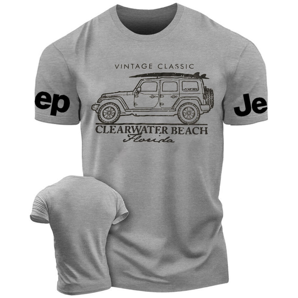 Clearwater Beach Florida Black Cotton Jp Surf Style T-Shirt