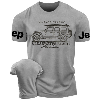 Clearwater Beach Florida Black Cotton Jp Surf Style T-Shirt