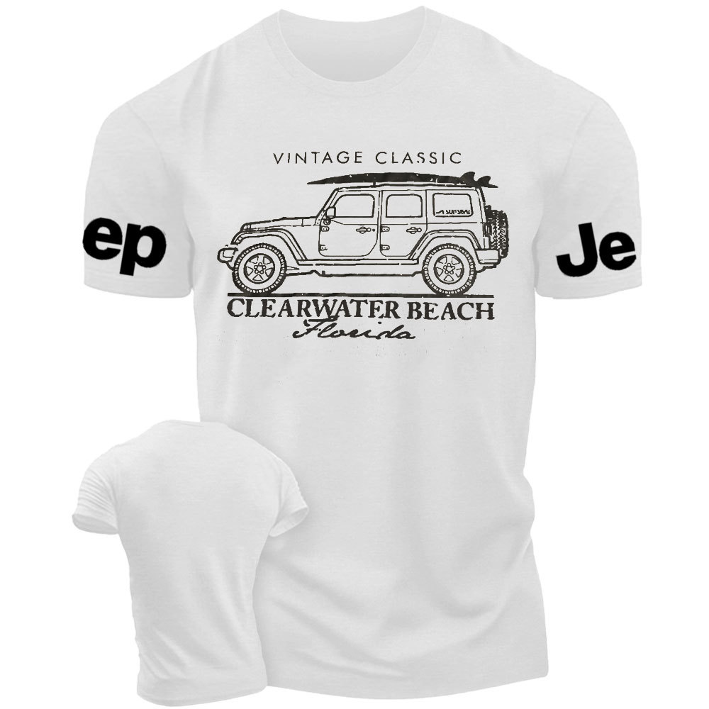 Clearwater Beach Florida Black Cotton Jp Surf Style T-Shirt