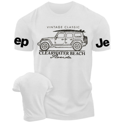 Clearwater Beach Florida Black Cotton Jp Surf Style T-Shirt
