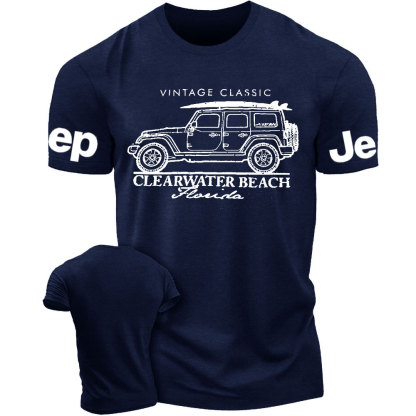 Clearwater Beach Florida Black Cotton Jp Surf Style T-Shirt