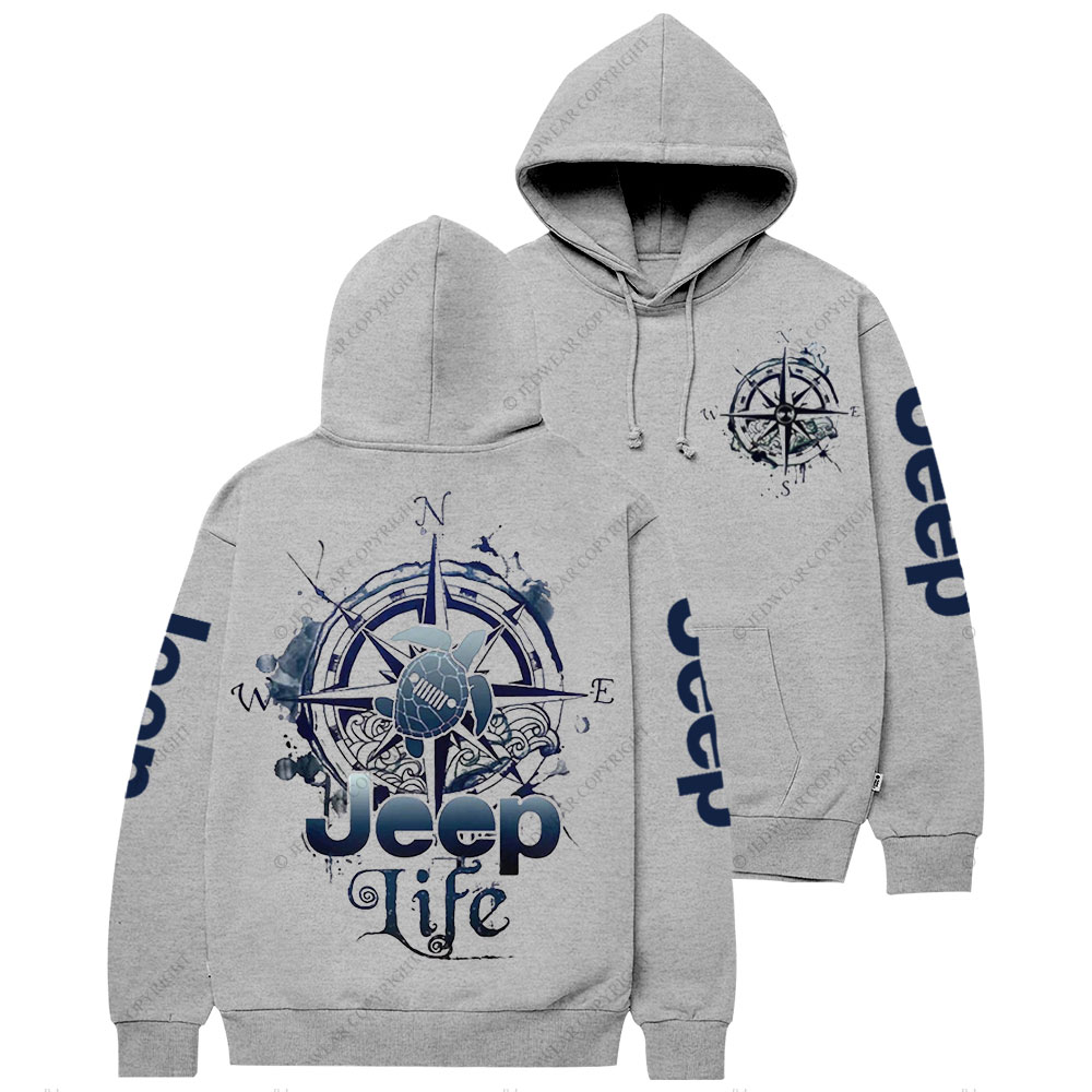 Jp Life Double Printed Compass Sketch Turtle Casual Hoodie
