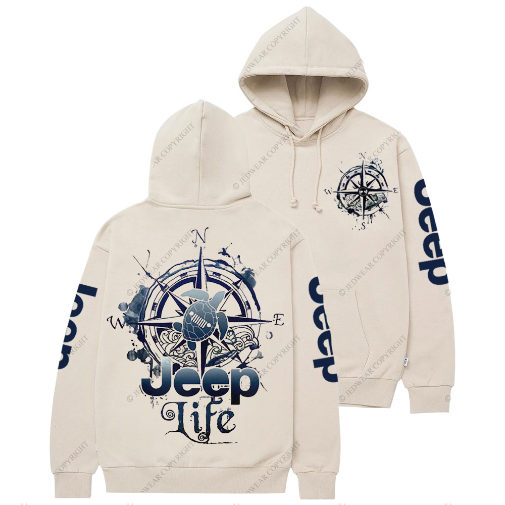 Jp Life Double Printed Compass Sketch Turtle Casual Hoodie