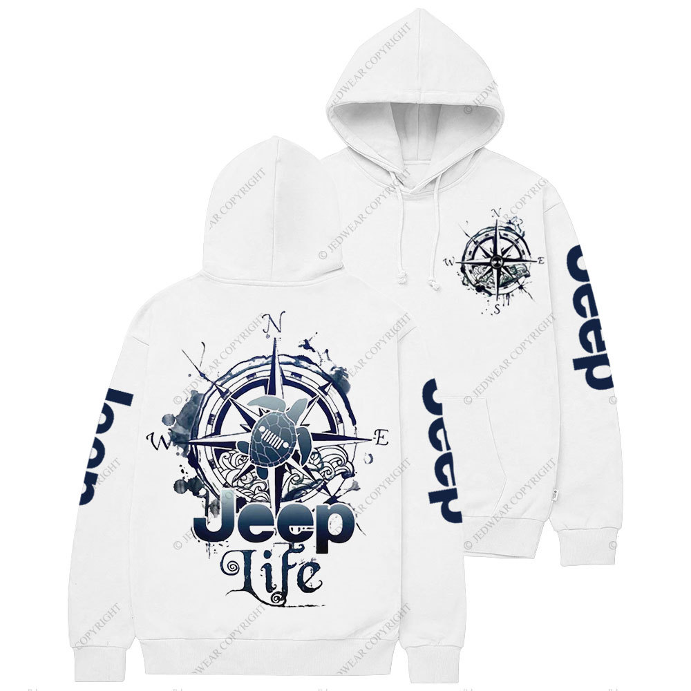 Jp Life Double Printed Compass Sketch Turtle Casual Hoodie