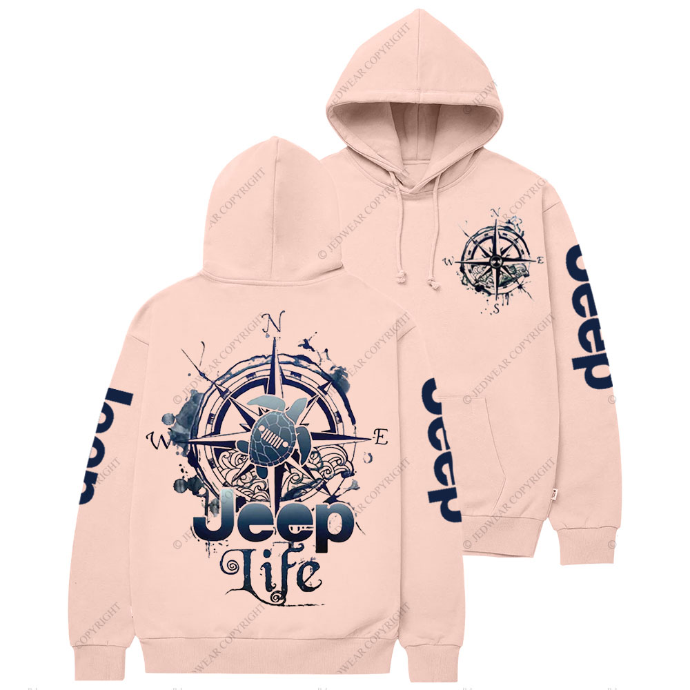 Jp Life Double Printed Compass Sketch Turtle Casual Hoodie