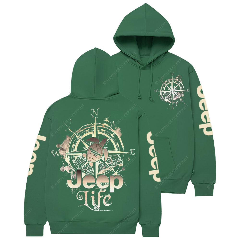 Jp Life Double Printed Compass Sketch Turtle Casual Hoodie