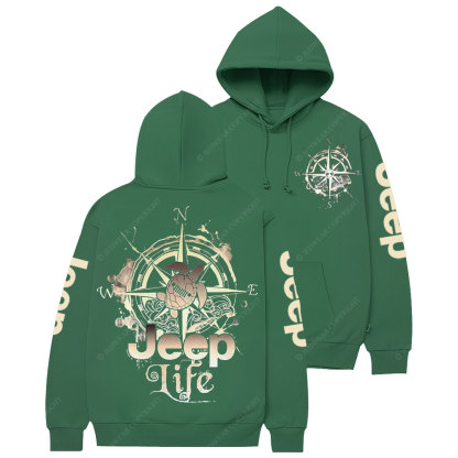 Jp Life Double Printed Compass Sketch Turtle Casual Hoodie