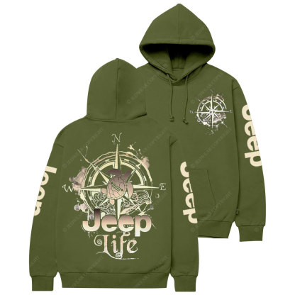 Jp Life Double Printed Compass Sketch Turtle Casual Hoodie