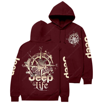 Jp Life Double Printed Compass Sketch Turtle Casual Hoodie