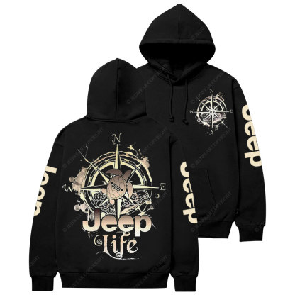 Jp Life Double Printed Compass Sketch Turtle Casual Hoodie