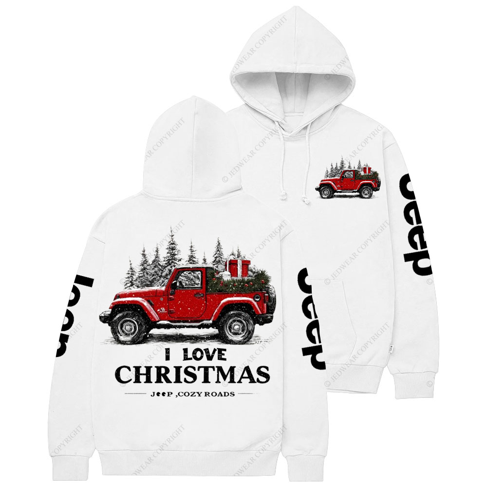 I Love Christmas Jp and Cozy Roads Casual Hoodie