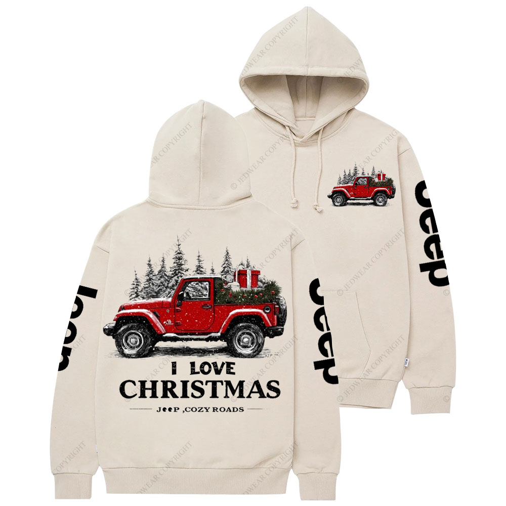 I Love Christmas Jp and Cozy Roads Casual Hoodie