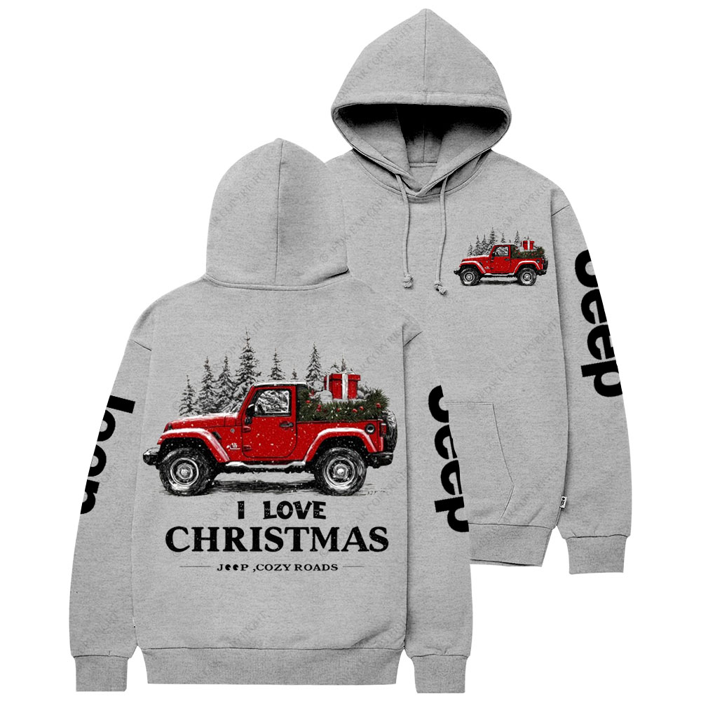 I Love Christmas Jp and Cozy Roads Casual Hoodie