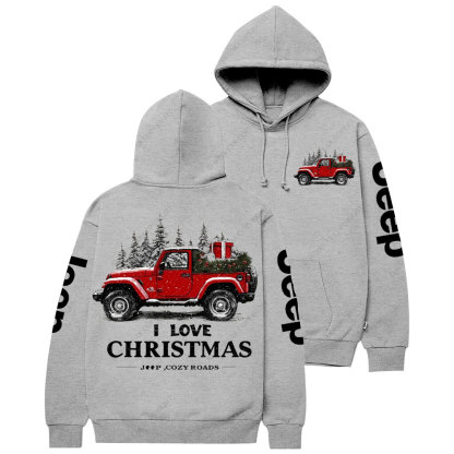 I Love Christmas Jp and Cozy Roads Casual Hoodie