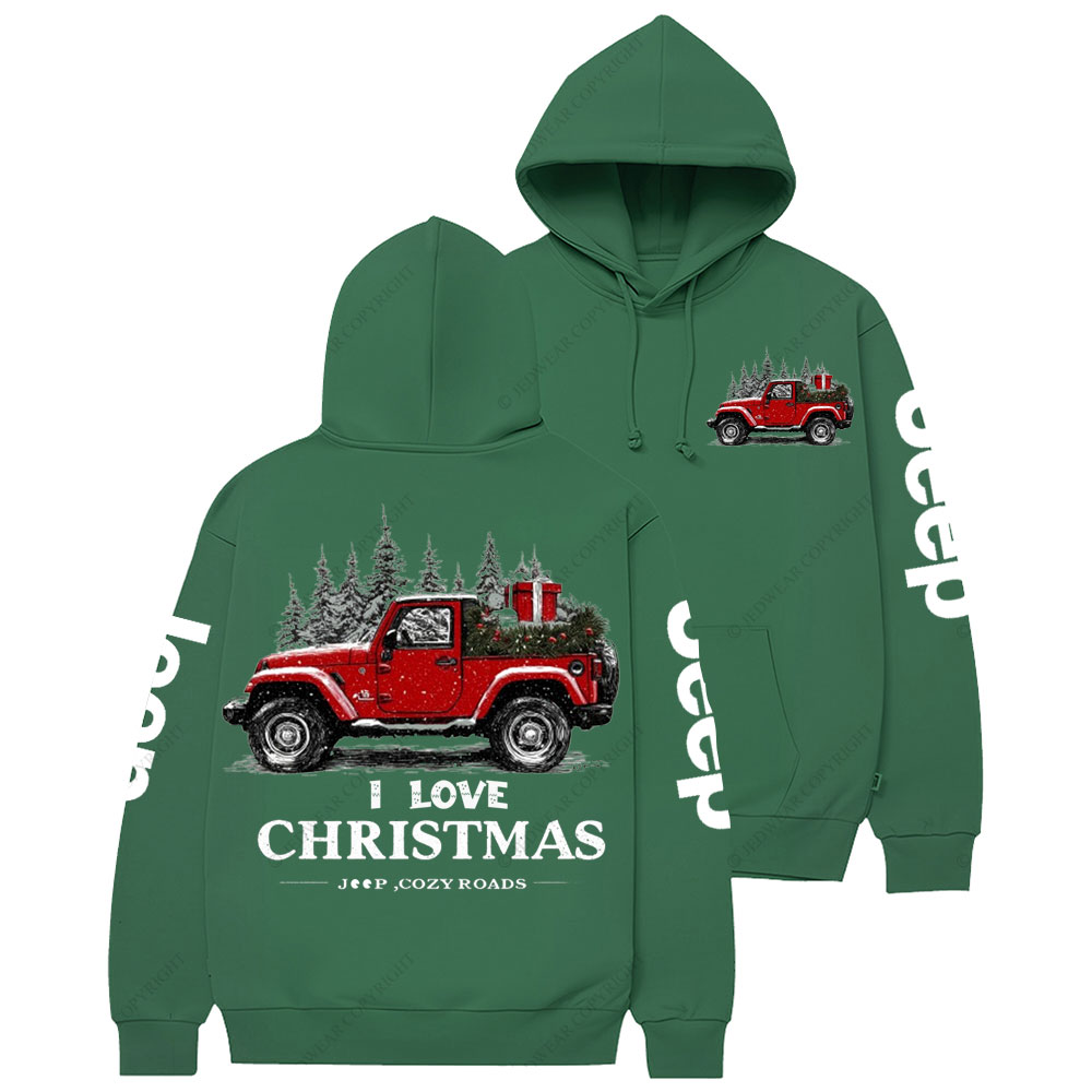 I Love Christmas Jp and Cozy Roads Casual Hoodie