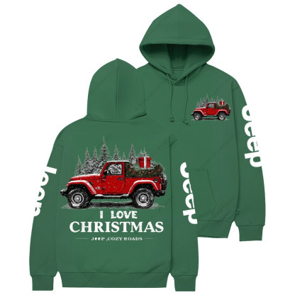 I Love Christmas Jp and Cozy Roads Casual Hoodie