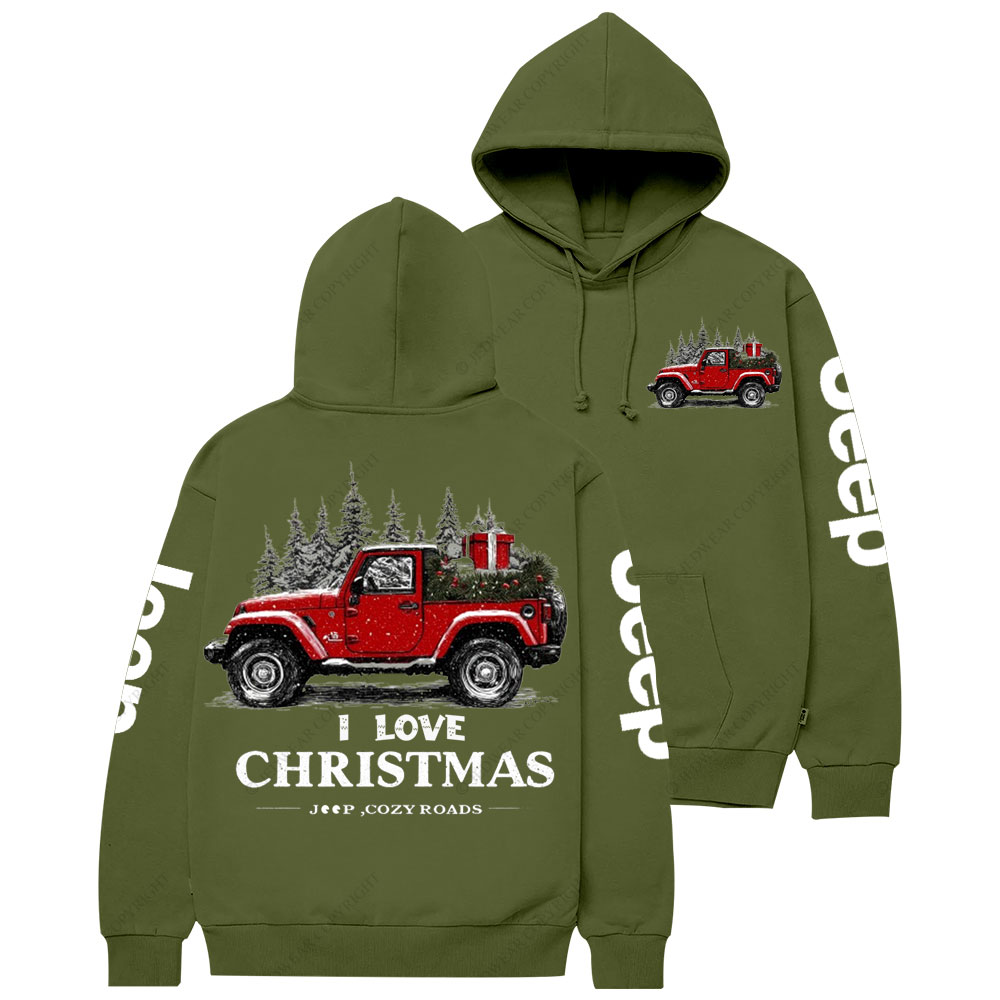 I Love Christmas Jp and Cozy Roads Casual Hoodie