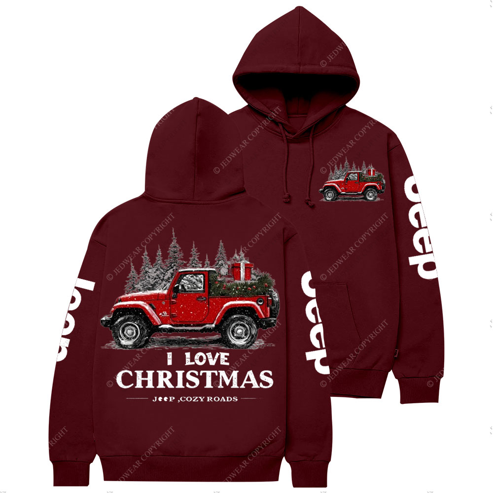 I Love Christmas Jp and Cozy Roads Casual Hoodie