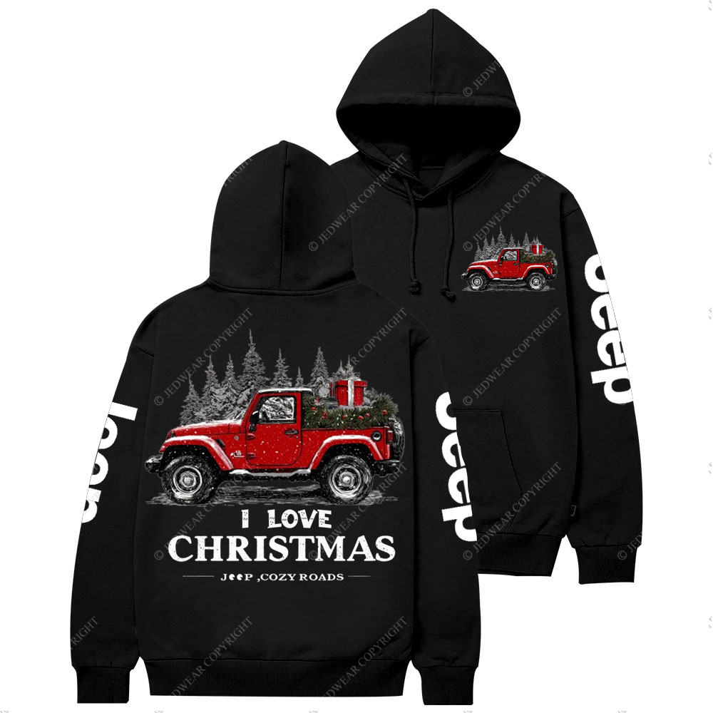 I Love Christmas Jp and Cozy Roads Casual Hoodie