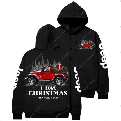 I Love Christmas Jp and Cozy Roads Casual Hoodie