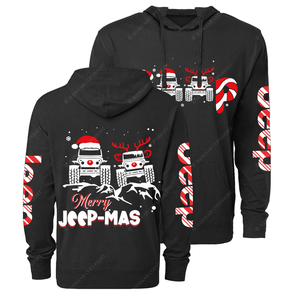 Santa Deer Candy Jp Merry Christmas Double Printed Oversized Lightweight Hoodie