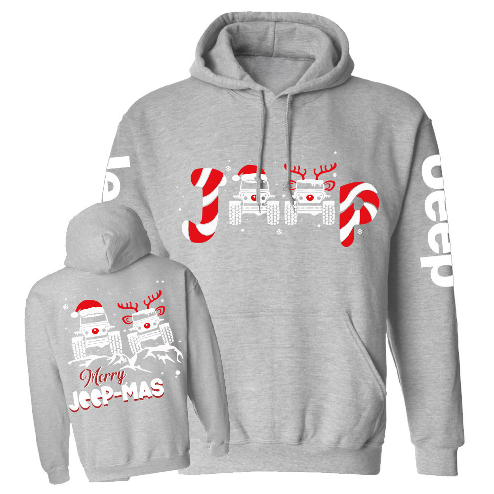 Santa Deer Candy Jp Merry Christmas Double Printed Casual Hoodie
