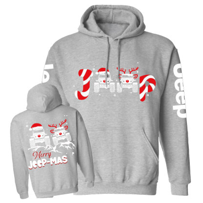 Santa Deer Candy Jp Merry Christmas Double Printed Casual Hoodie