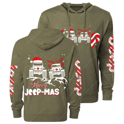 Santa Deer Candy Jp Merry Christmas Double Printed Oversized Lightweight Hoodie