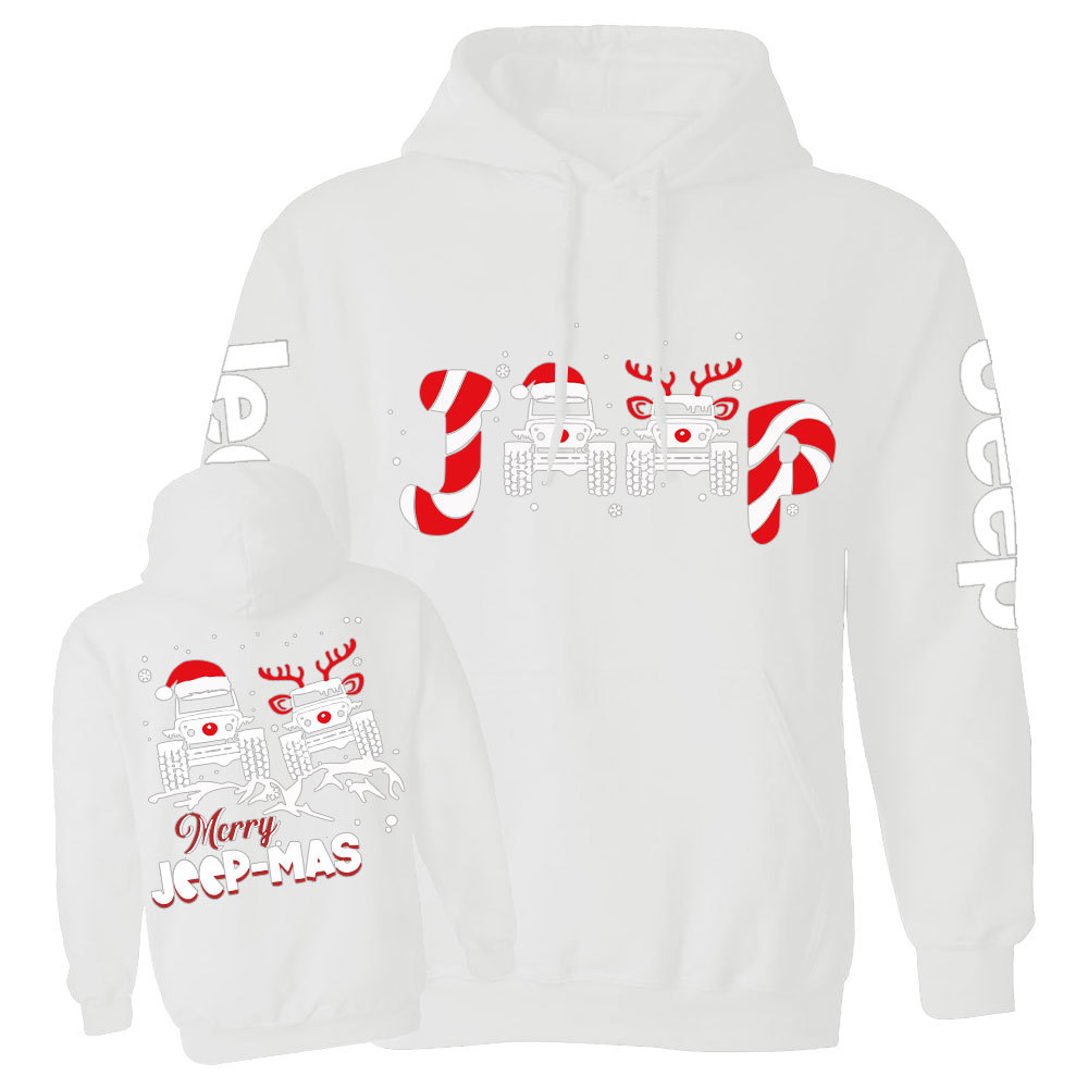 Santa Deer Candy Jp Merry Christmas Double Printed Casual Hoodie