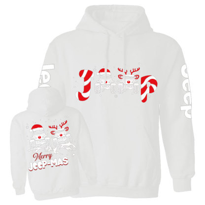 Santa Deer Candy Jp Merry Christmas Double Printed Casual Hoodie