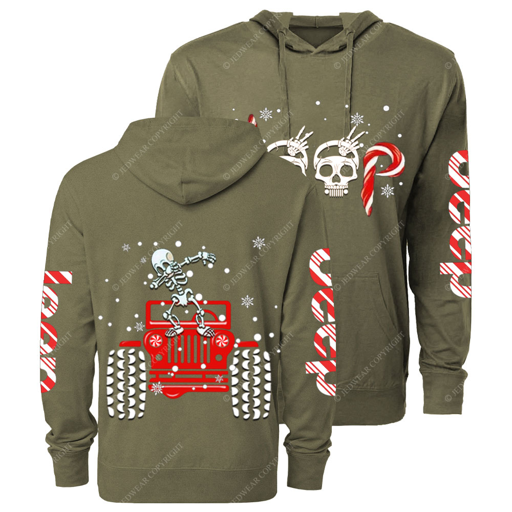 Candy Cane Skull Dancing Merry JperMas Oversized Lightweight Hoodie