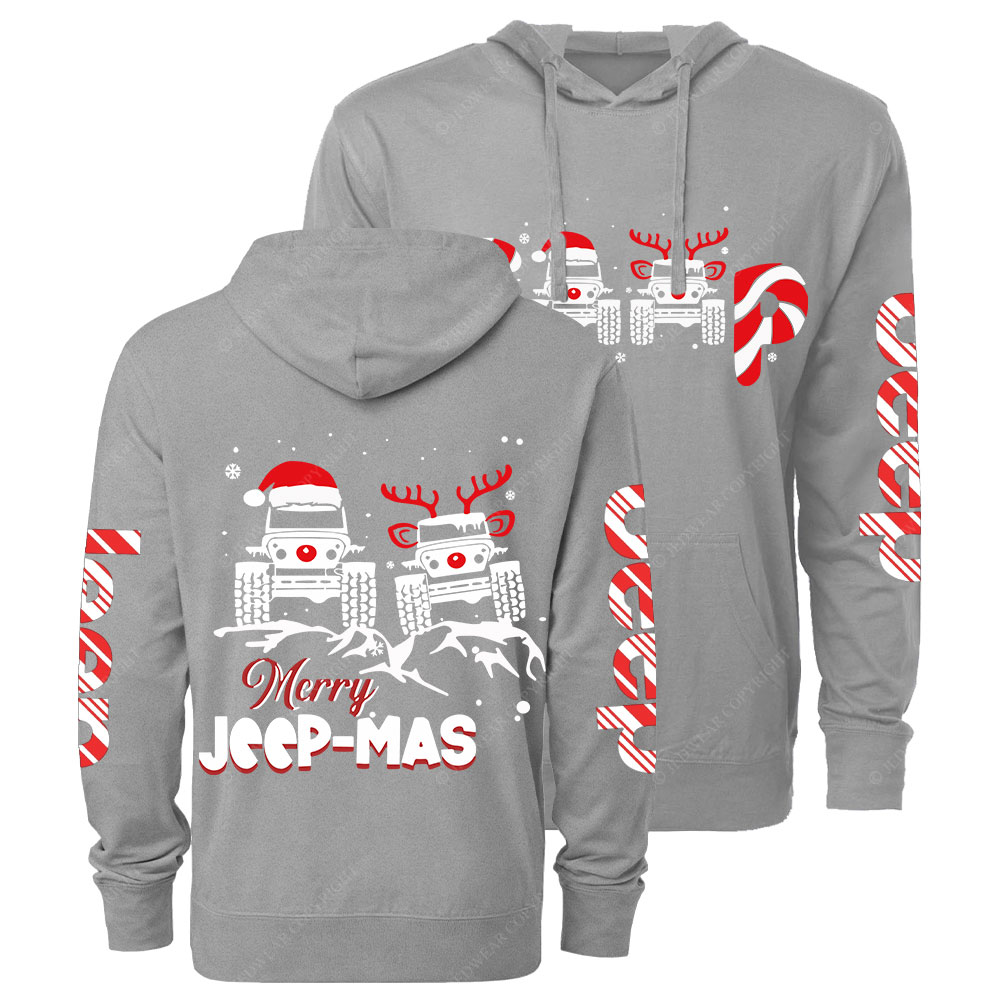 Santa Deer Candy Jp Merry Christmas Double Printed Oversized Lightweight Hoodie