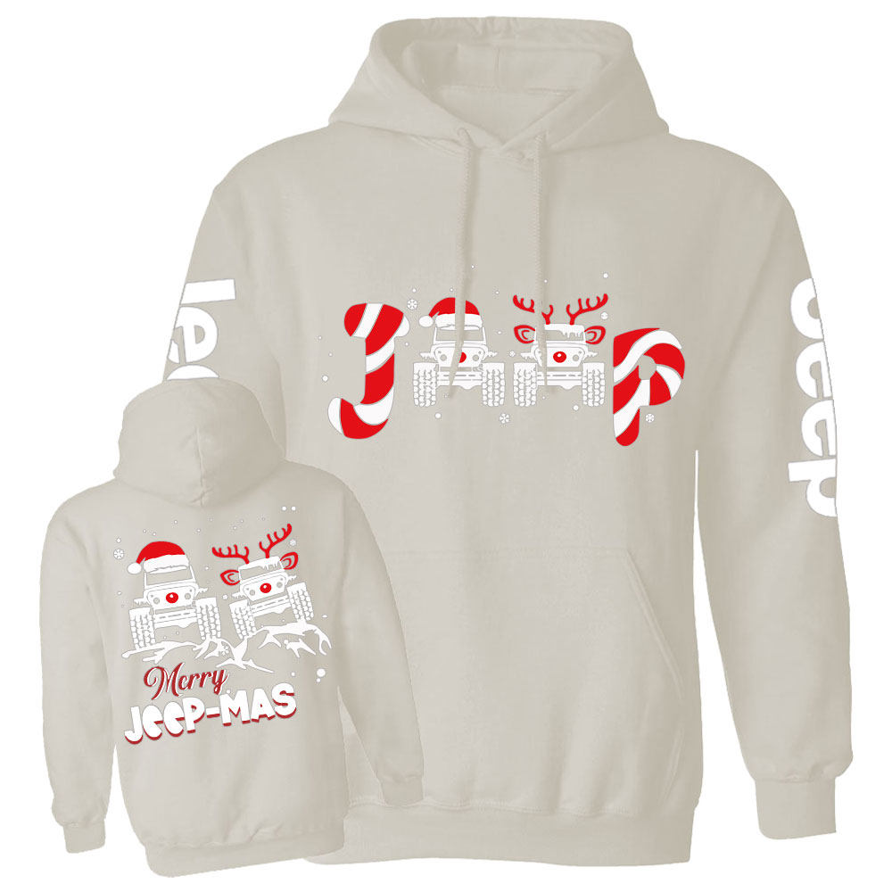 Santa Deer Candy Jp Merry Christmas Double Printed Casual Hoodie