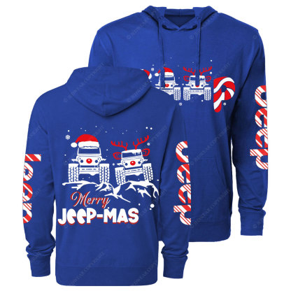 Santa Deer Candy Jp Merry Christmas Double Printed Oversized Lightweight Hoodie