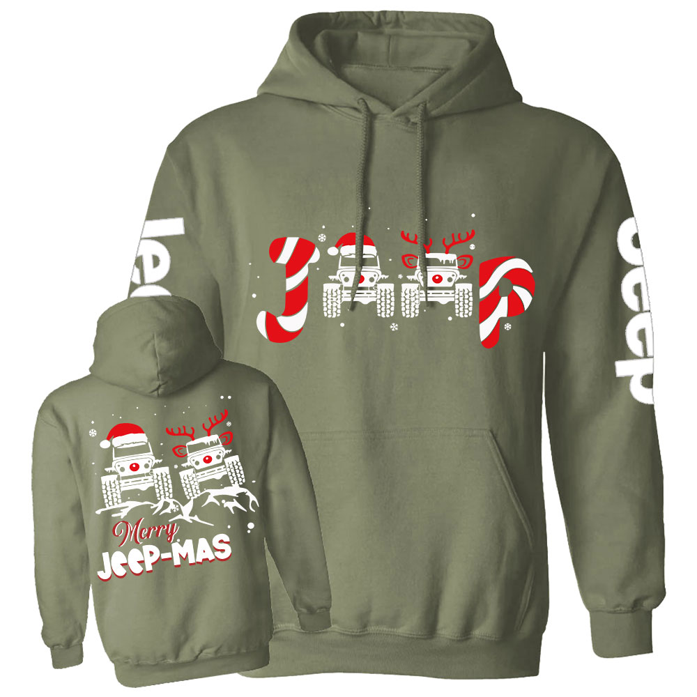 Santa Deer Candy Jp Merry Christmas Double Printed Casual Hoodie
