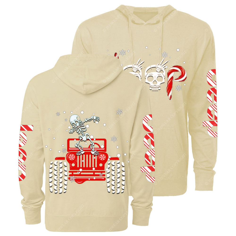 Candy Cane Skull Dancing Merry JperMas Oversized Lightweight Hoodie