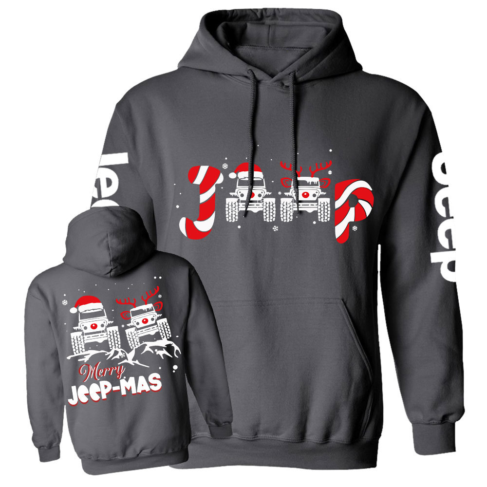 Santa Deer Candy Jp Merry Christmas Double Printed Casual Hoodie
