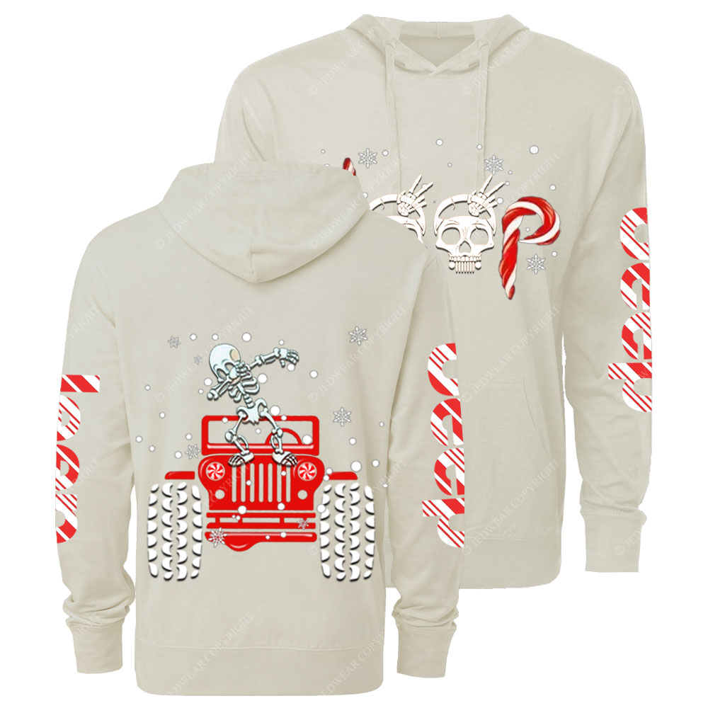 Candy Cane Skull Dancing Merry JperMas Oversized Lightweight Hoodie