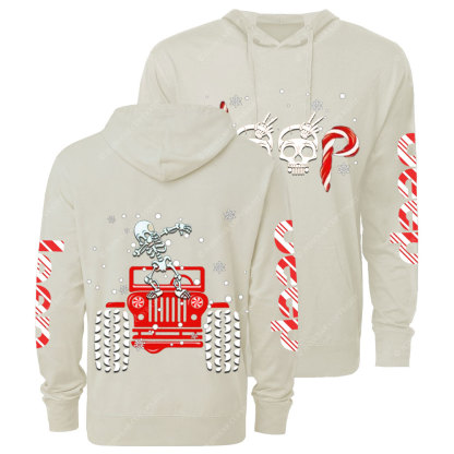 Candy Cane Skull Dancing Merry JperMas Oversized Lightweight Hoodie