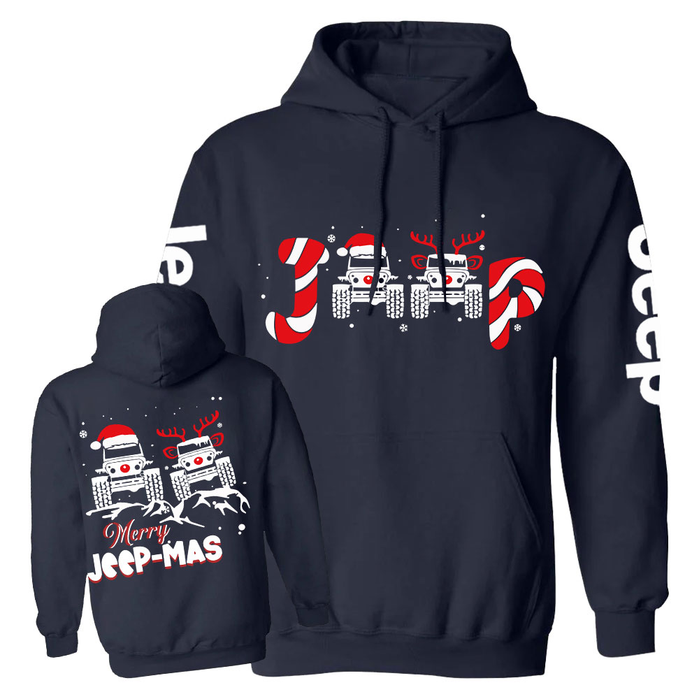 Santa Deer Candy Jp Merry Christmas Double Printed Casual Hoodie