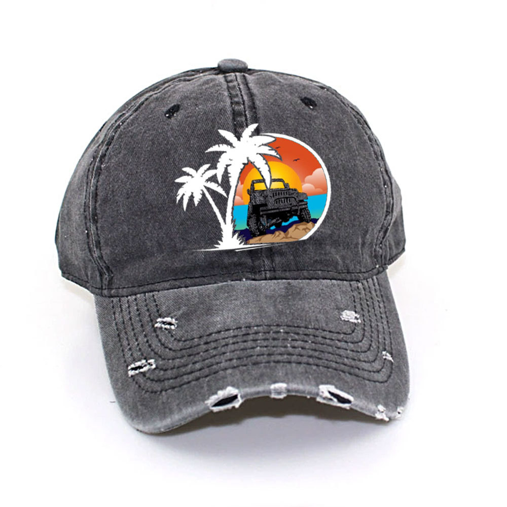Palm Tree, Sunset, Jp and Beach Baseball Cap