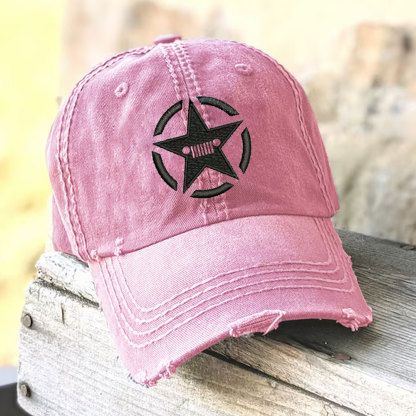 Jp Star Embroidery Hat, Ponytail Baseball Cap