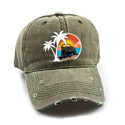Palm Tree, Sunset, Jp and Beach Baseball Cap