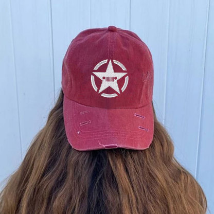 Jp Star Embroidery Hat, Ponytail Baseball Cap