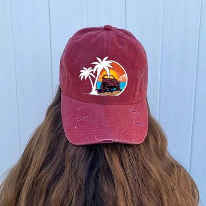 Palm Tree, Sunset, Jp and Beach Baseball Cap