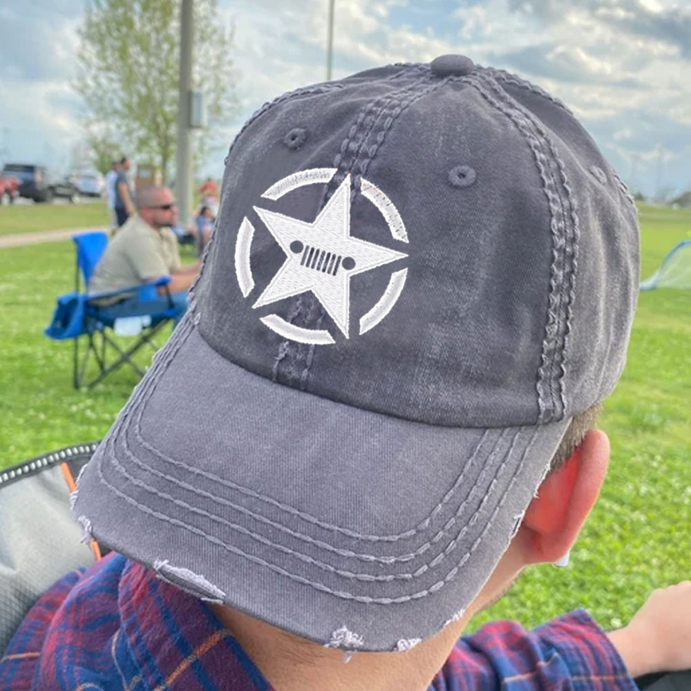 Jp Star Embroidery Hat, Ponytail Baseball Cap