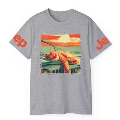 Retro Sleeping Cat Sunset Jp T-shirt