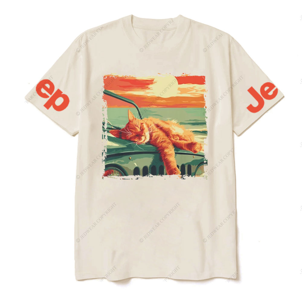 Retro Sleeping Cat Sunset Jp T-shirt