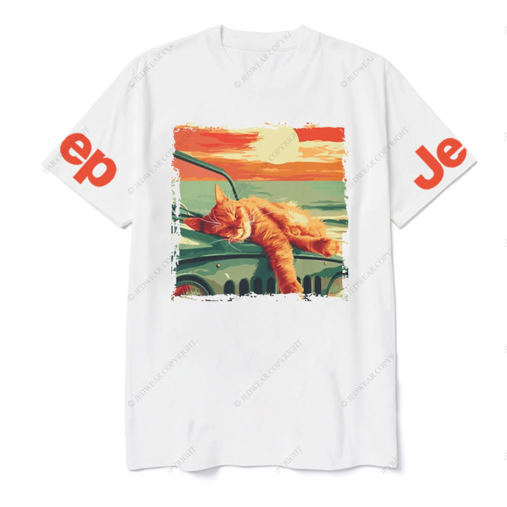 Retro Sleeping Cat Sunset Jp T-shirt
