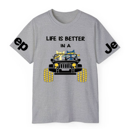 Life Is Better In A Jp With Funny Cats Driving T-Shirt